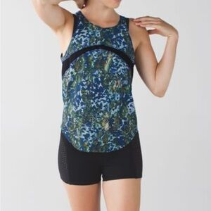 Lululemon Sun Runner Floral Sport White Multicolour Tank Top